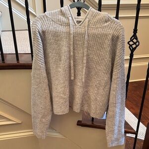 Pink Cozy Gray Hooded Sweater Size Medium